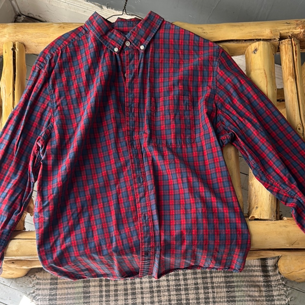 Men's Red and Blue Plaid Shirt